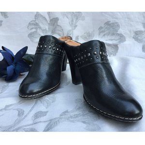 Black Leather Studded "Sofft" Slip-on Boots
